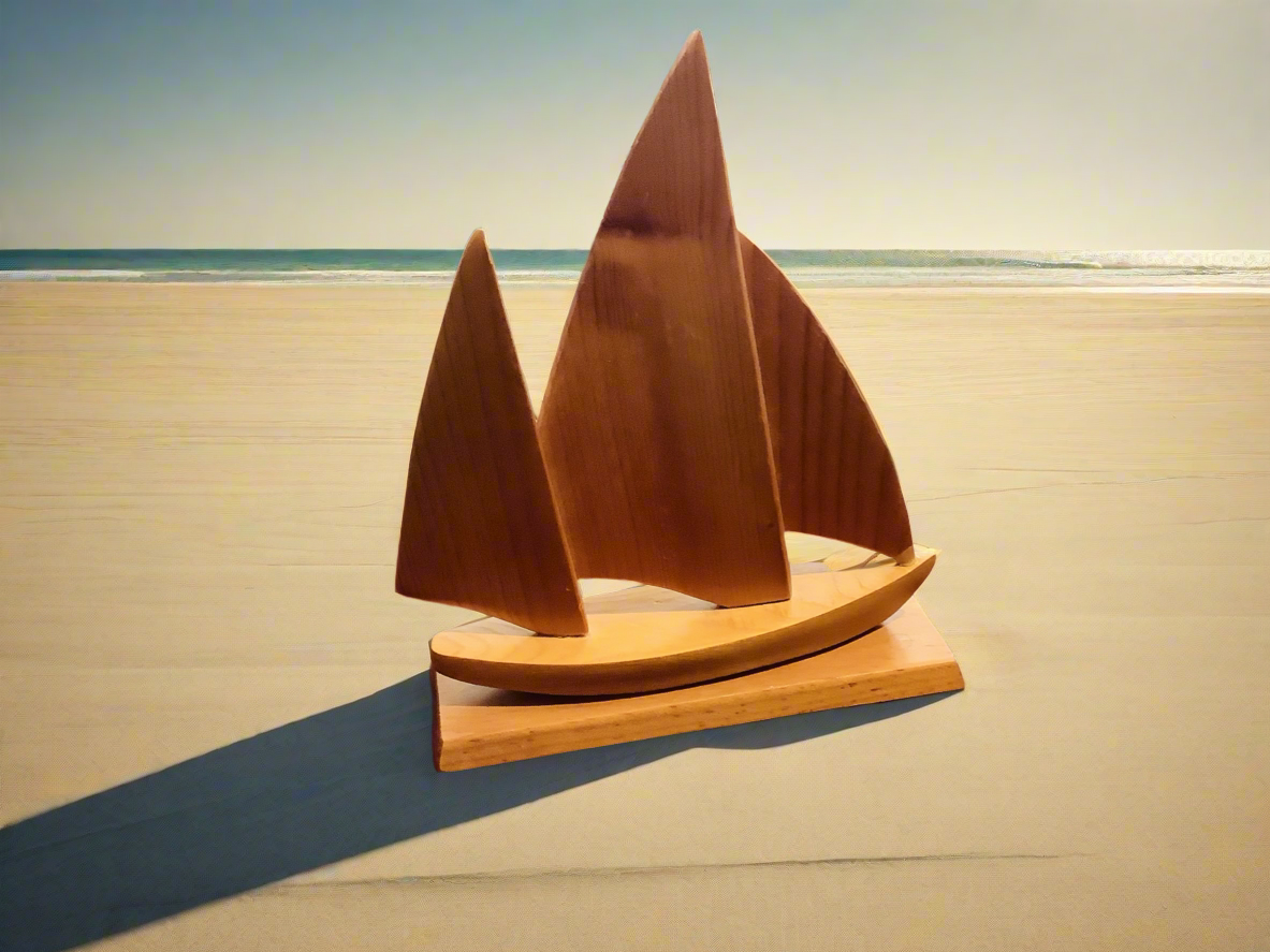 Sailboat hand carved wood.