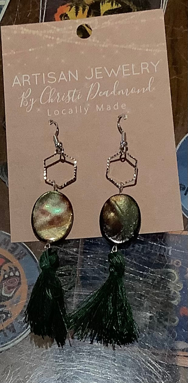 #8 pearls,silk silver earrings- CD