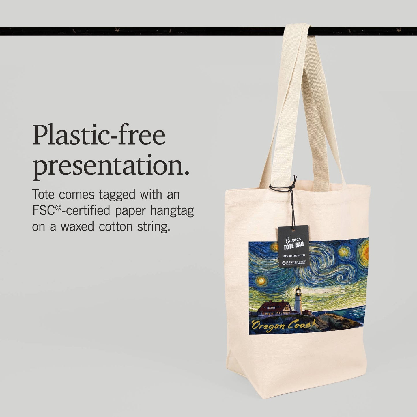 Starry Night Lighthouse Tote Bag