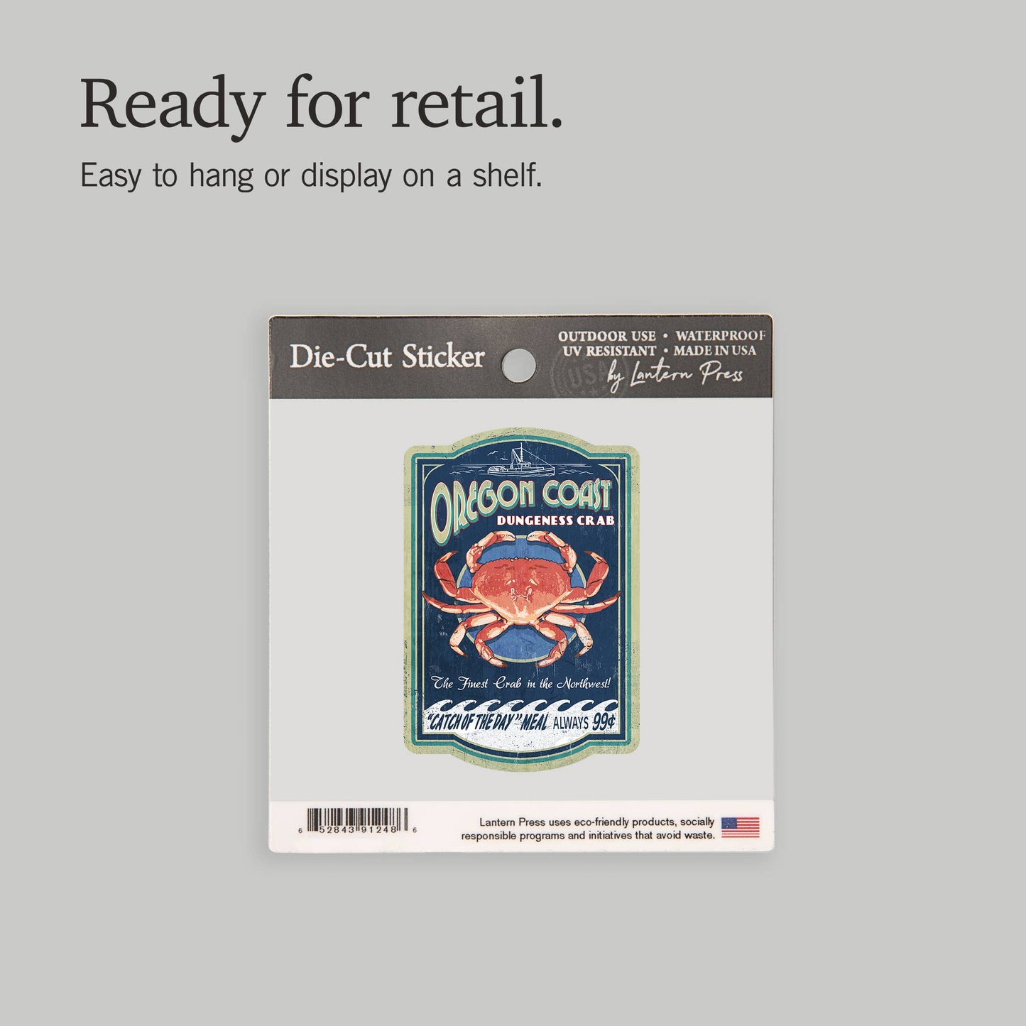 Dungeness Crab Vintage Sign: Sticker