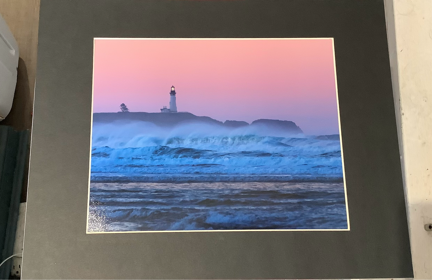 Yaquina head lighthouse at dusk .SP
