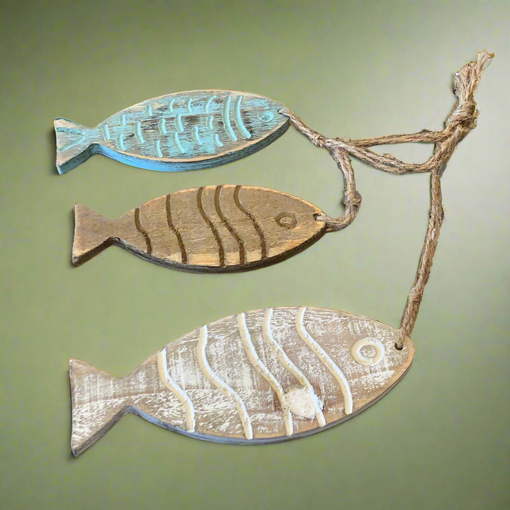 3 Hanging Fish - Wood - CC
