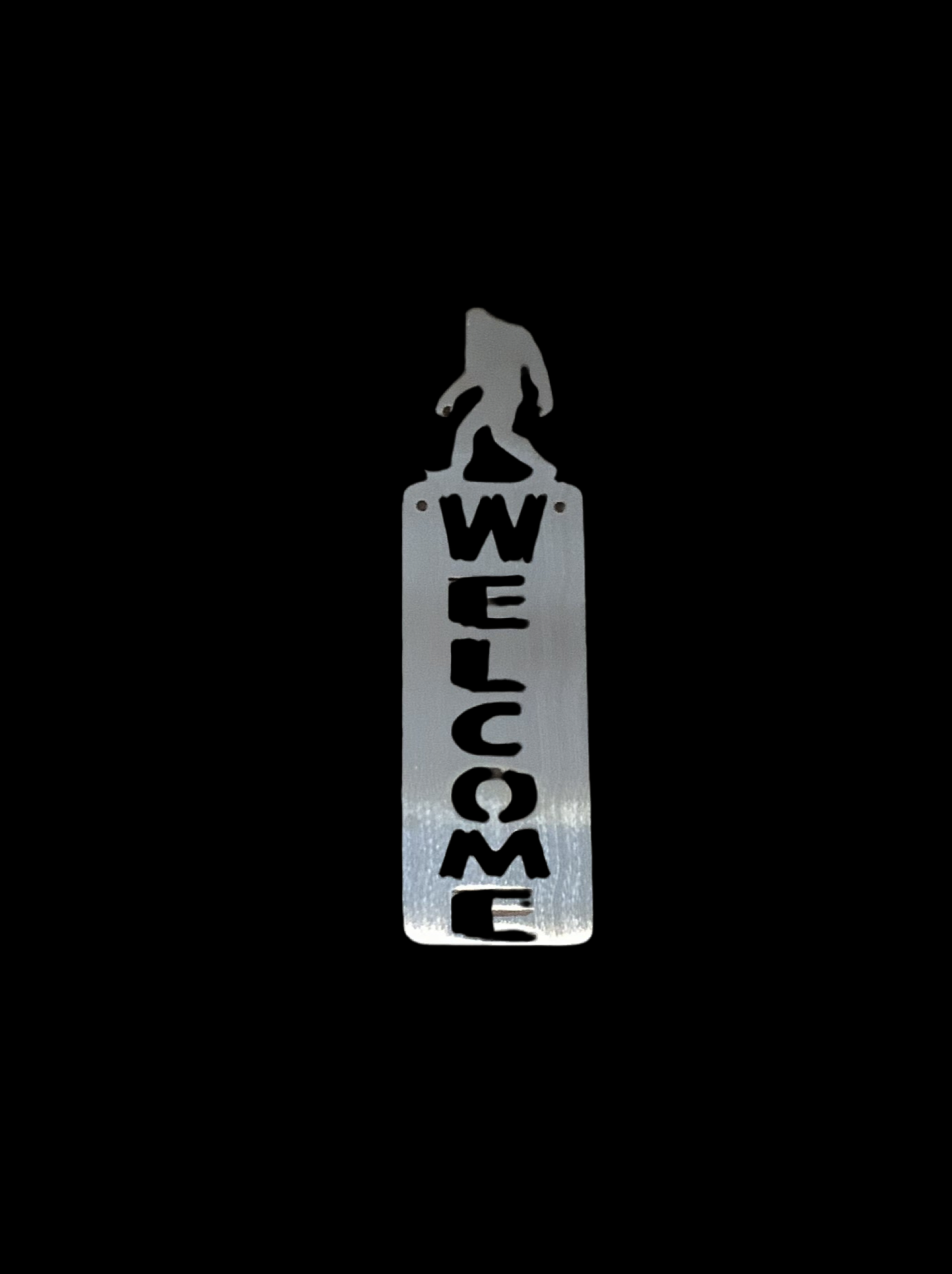 Bigfoot vertical welcome 15% off metal sign