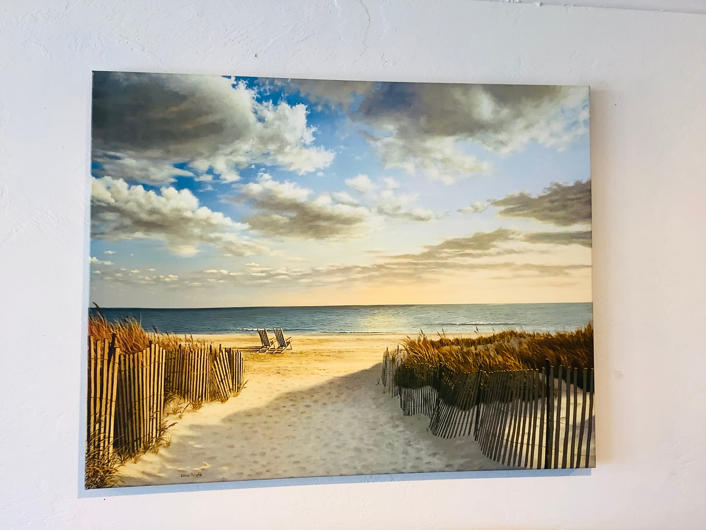 Sunset beach on canvas. 2 Chairs. CC