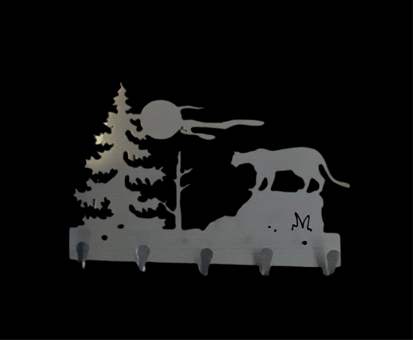 Mountain lion key hanger metal sign