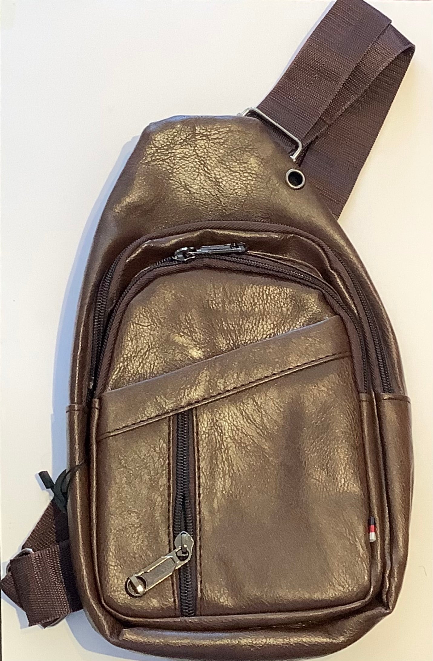 Faux leather sling bag