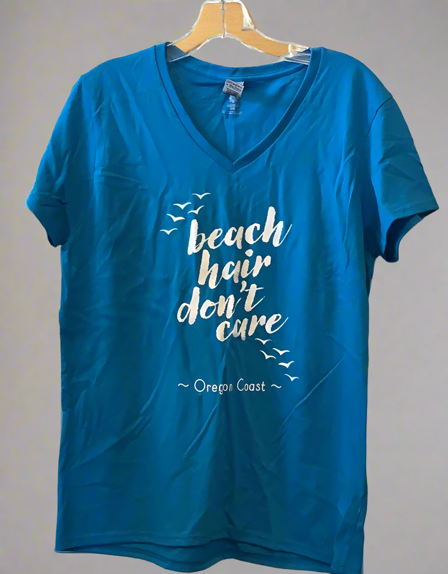 Beach hair don’t care Large. T- Shirt. CC