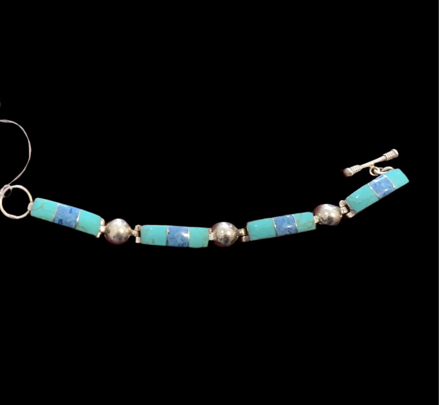 Sterling signed turquoise bracelet .CL
