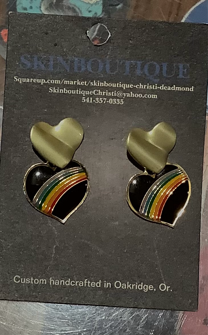 # 010 brass,mood heart earrings- CD