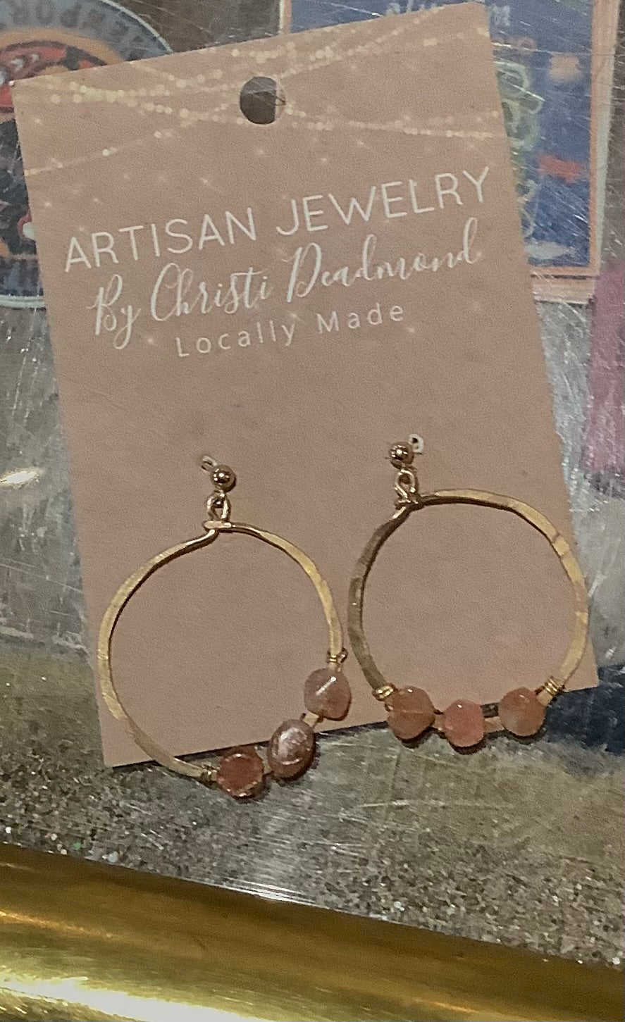 # 2 gold fill sun stone earrings- CD