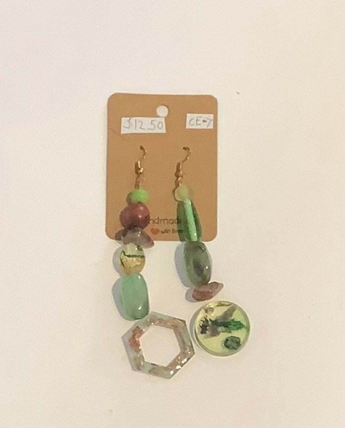Green funky earrings