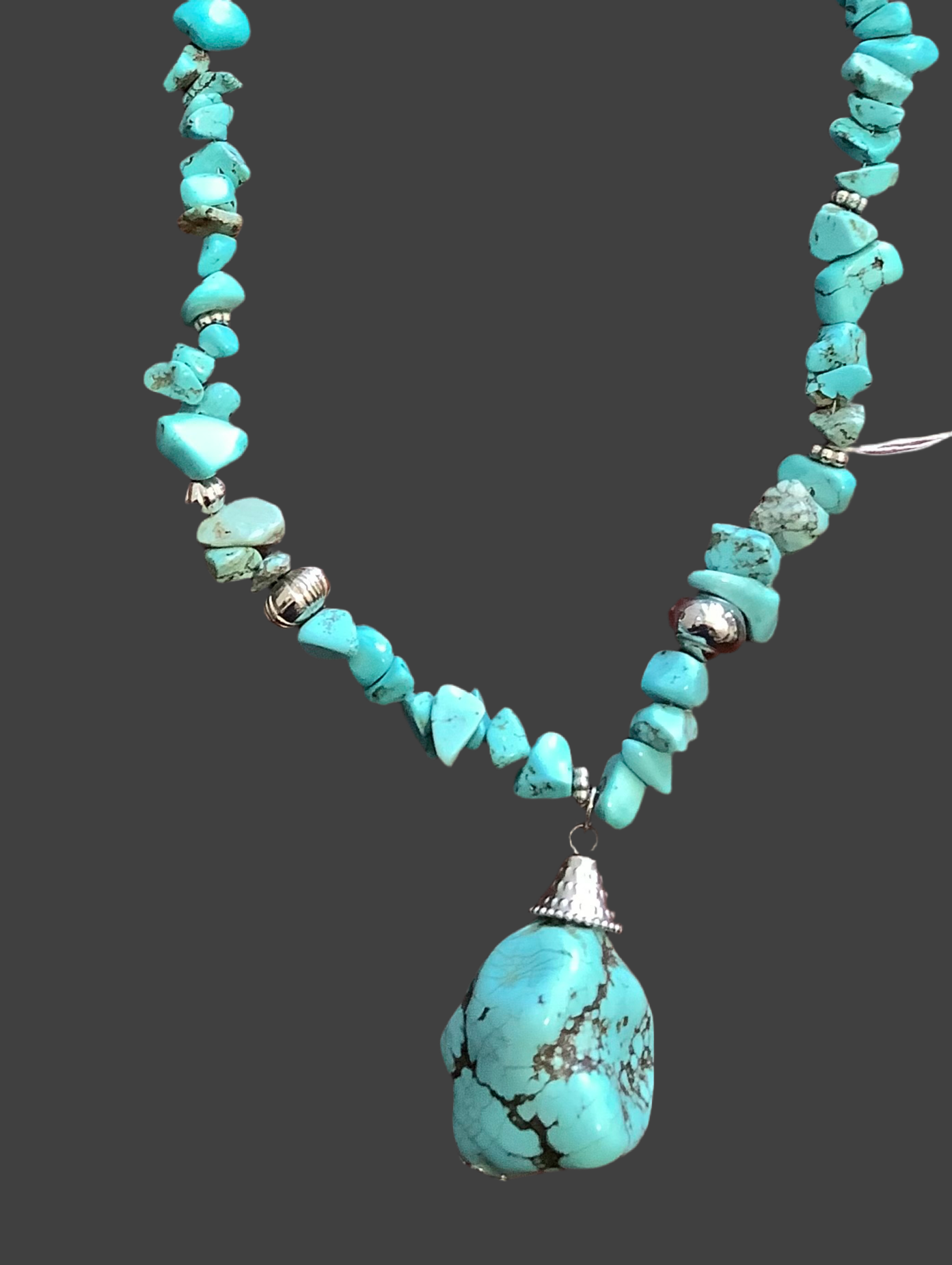 Necklace turquoise rock . CL