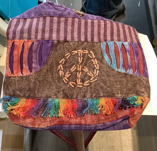 Peace fringe hand bag purse