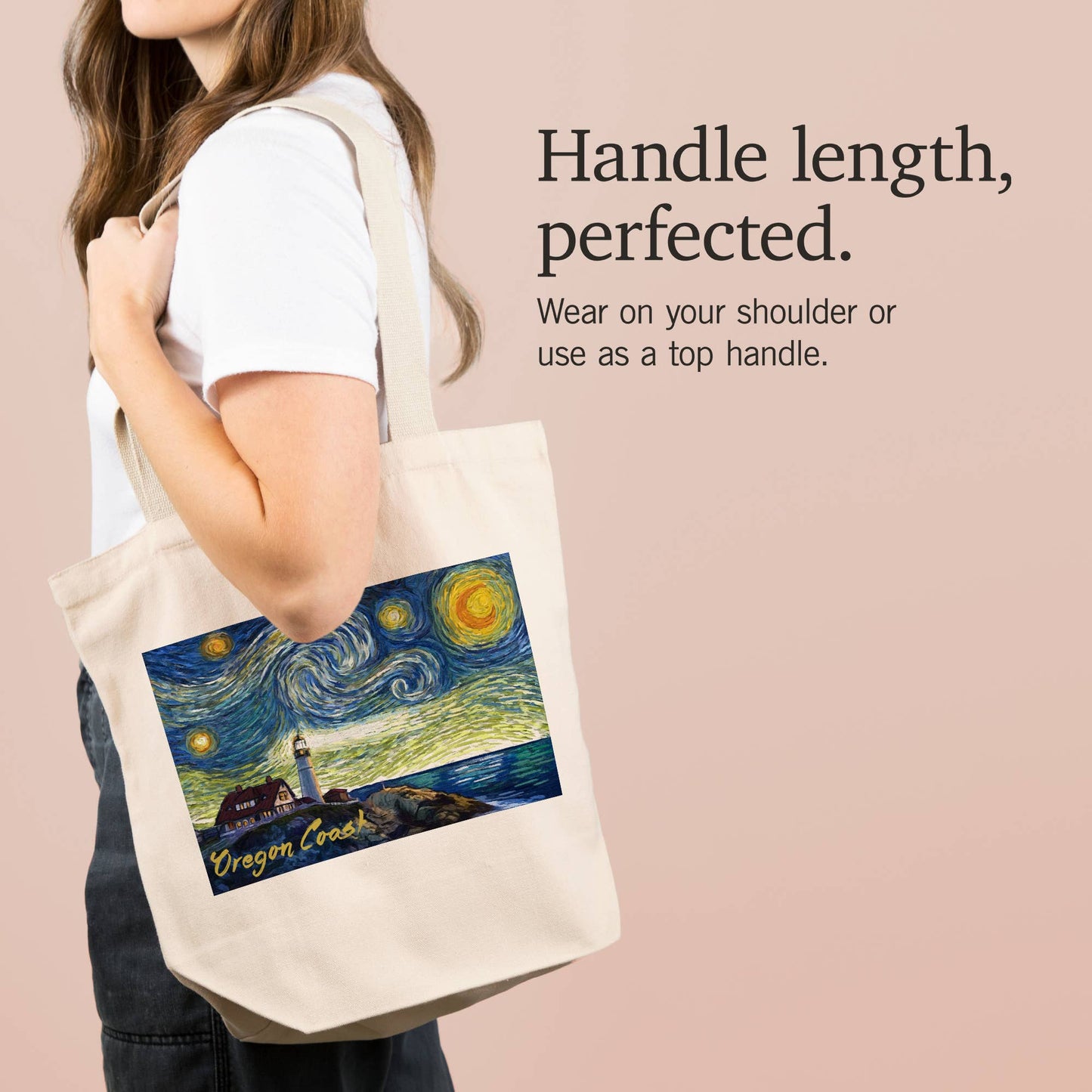 Starry Night Lighthouse Tote Bag