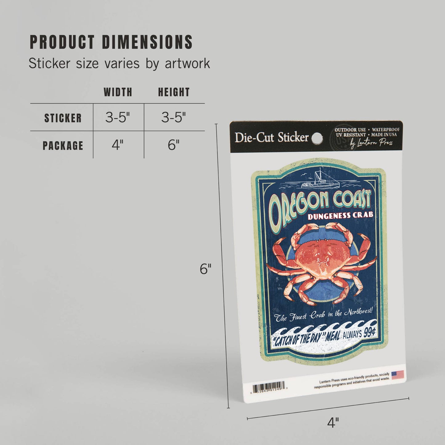 Dungeness Crab Vintage Sign: Sticker