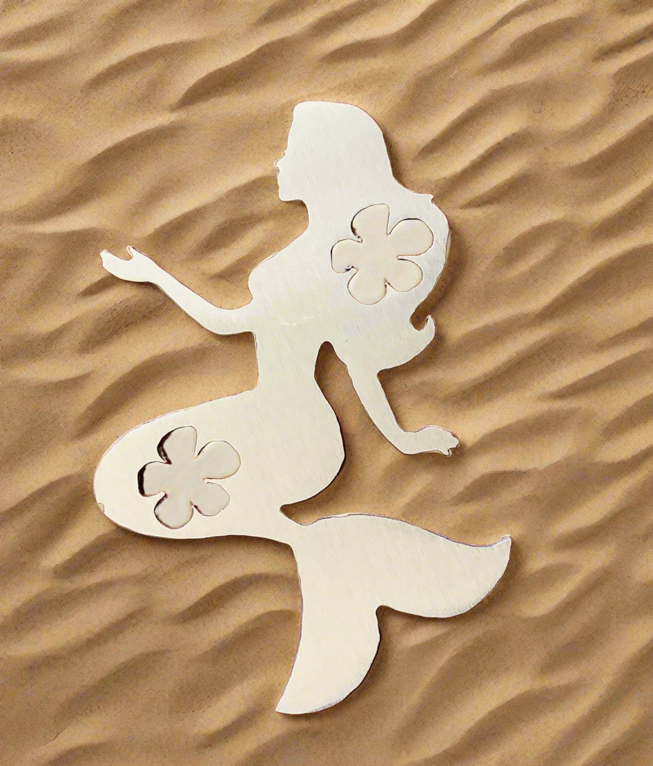 Mermaid  2 flowers magnet . CC