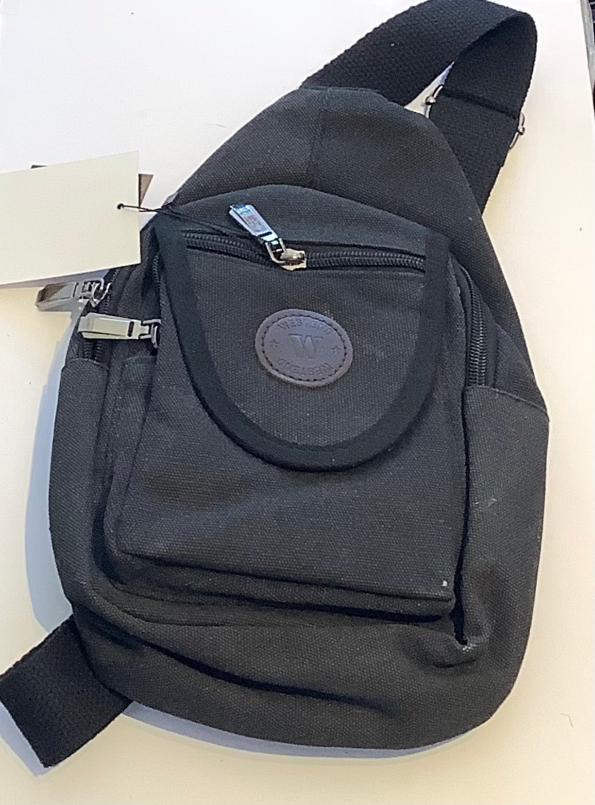 Canvas charcoal sling bag