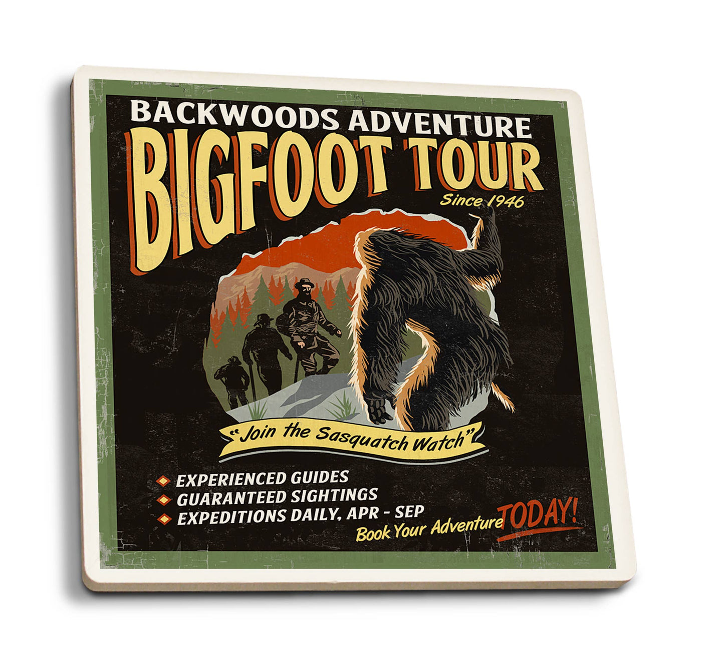 Bigfoot Tour Coasters: Vintage look