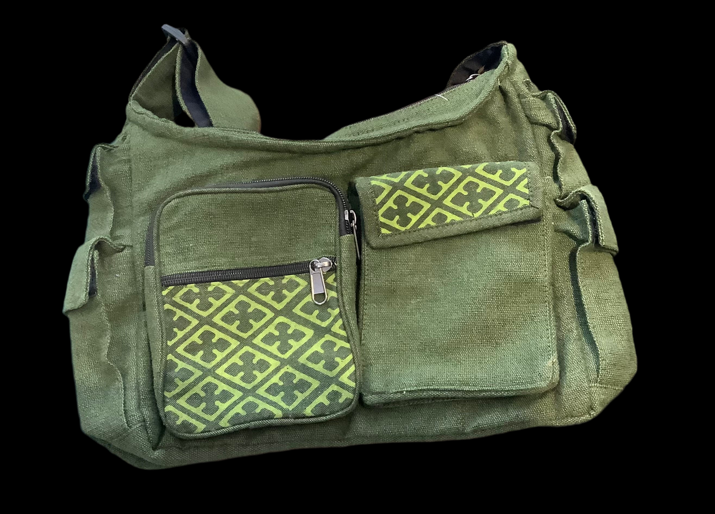 Green 8 pocket hand bag