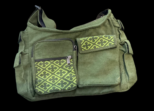 Green 8 pocket hand bag