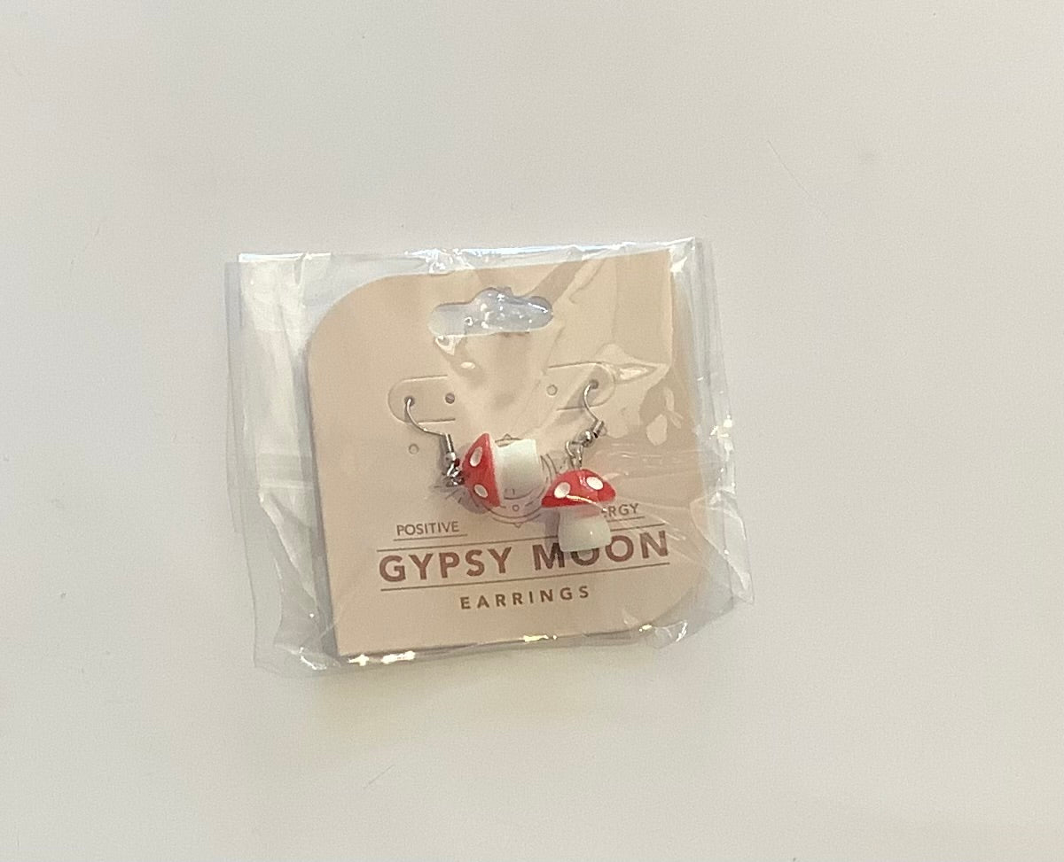 Red mushroom earrings