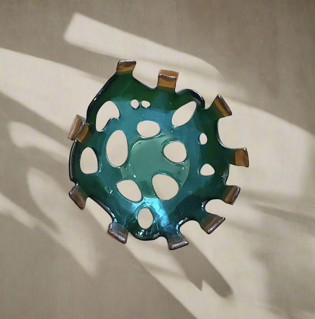 Fused glass coral branch bowl.Cc