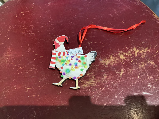 Chicken flat Christmas ornament- Shed