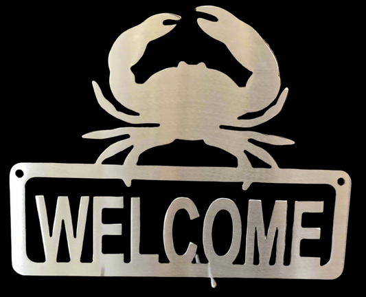 Crab - welcome metal sign.Cc