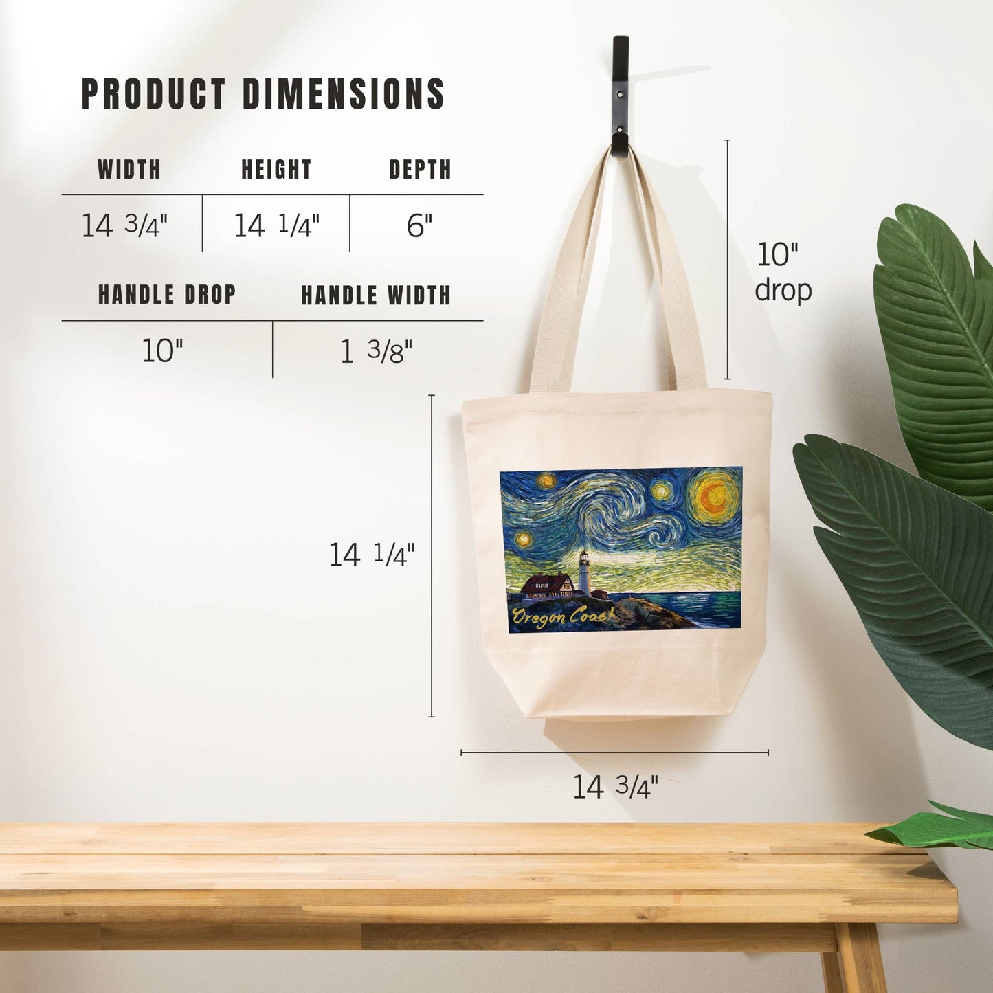 Starry Night Lighthouse Tote Bag