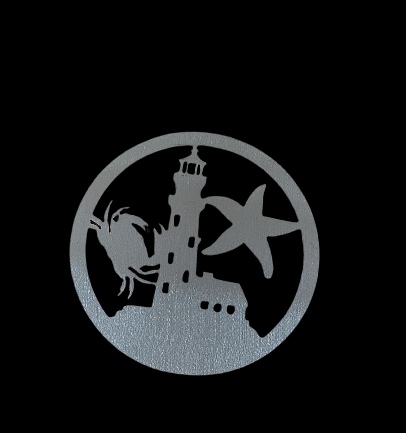 Lighthouse crab metal sign