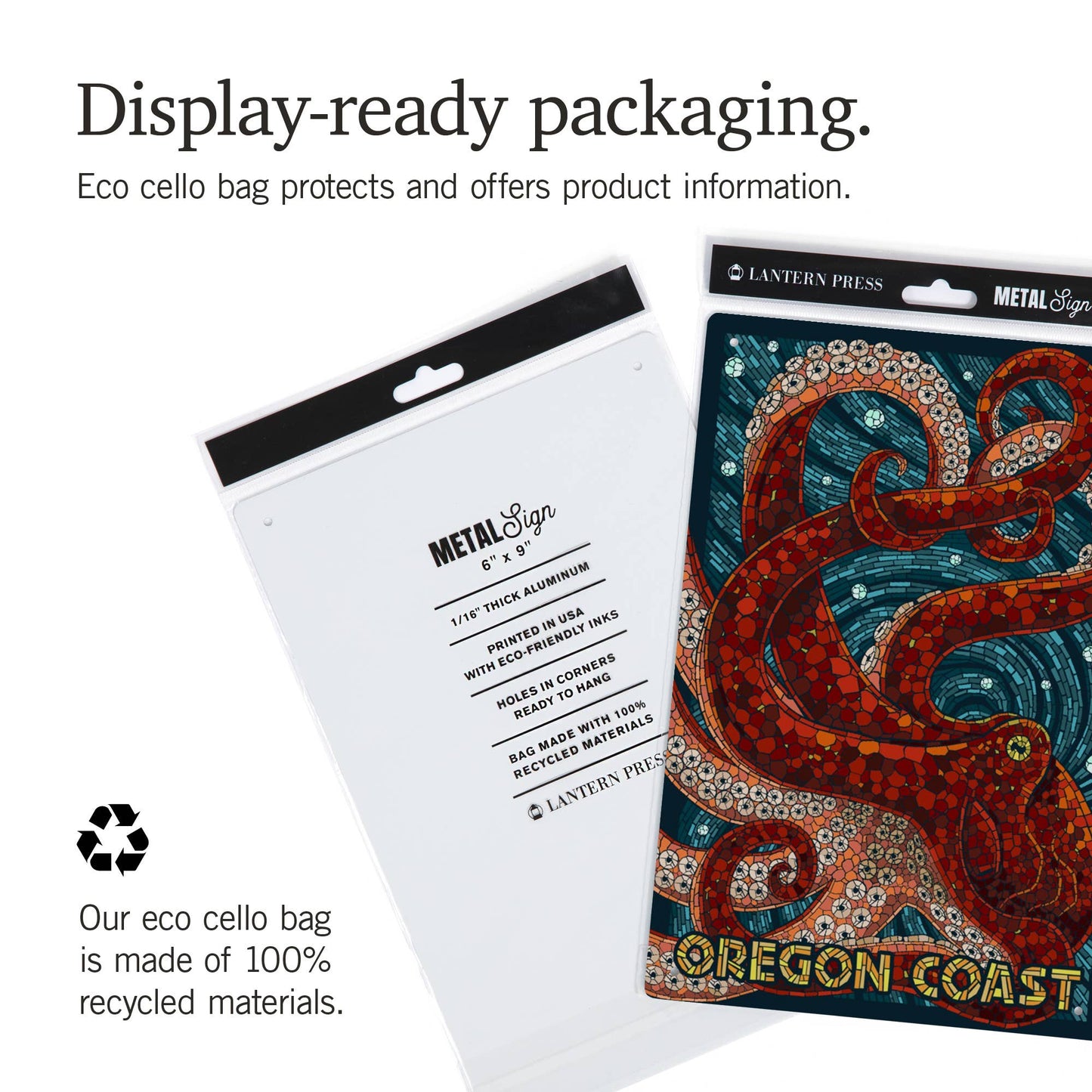 Octopus, Mosaic: 12x18 Metal Sign