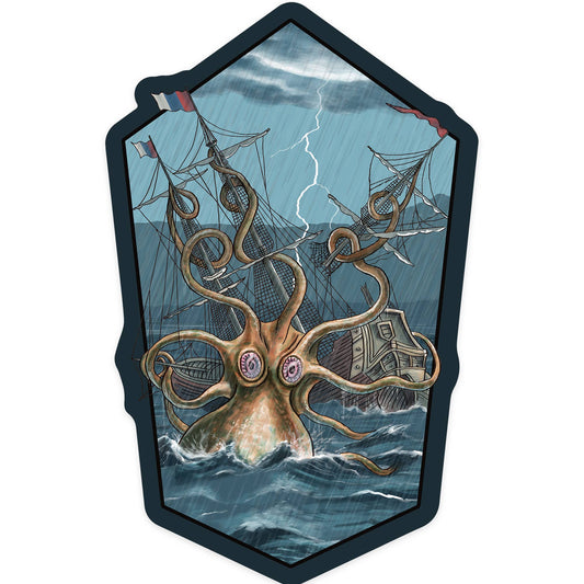 Kraken Attacking Ship Sticker