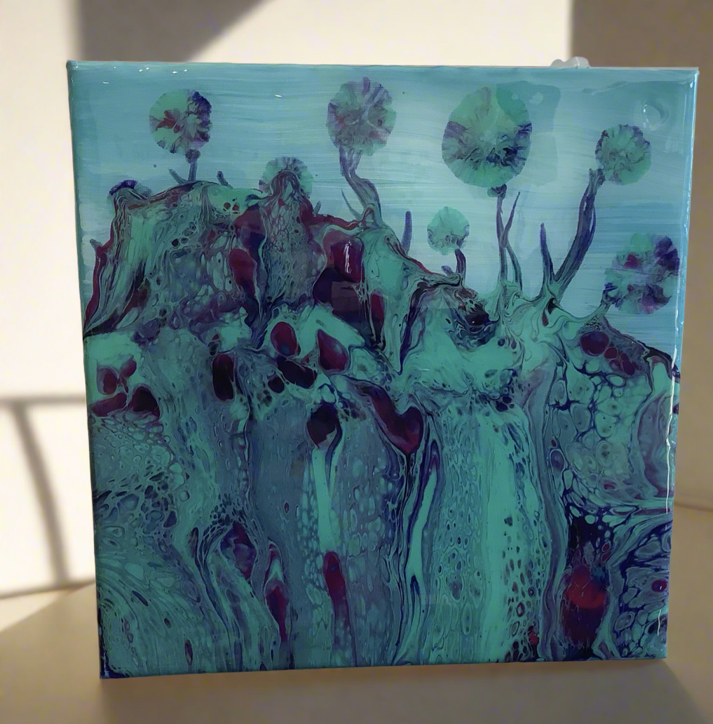 Blue flower resin Art.  Shawn