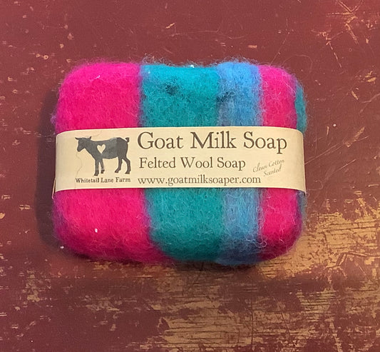 Goat Milk Soap and Felted Wool Wash Cloth