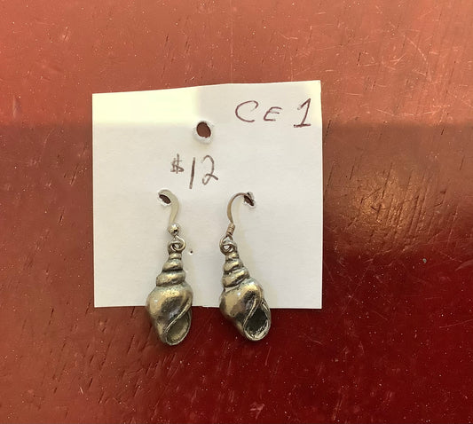 C E 1 earrings sea shell. CC