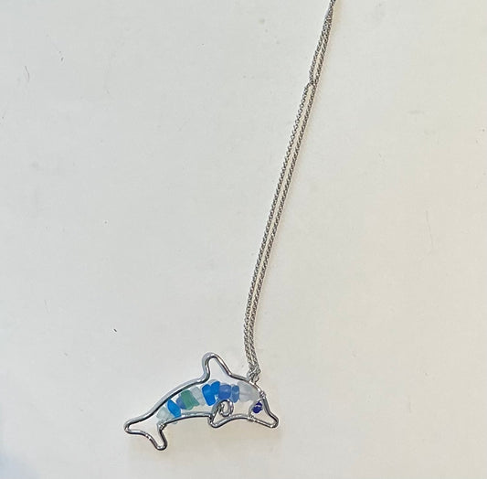 Dolphin sea glass necklace