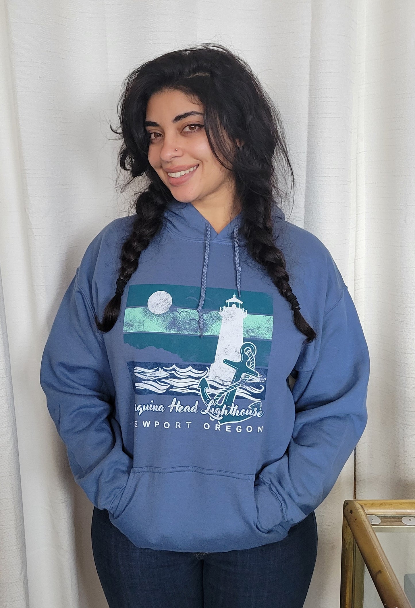 Lighthouse Hoodie- Front only- Large Cc