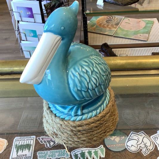 Blue pelican with rope .Cc