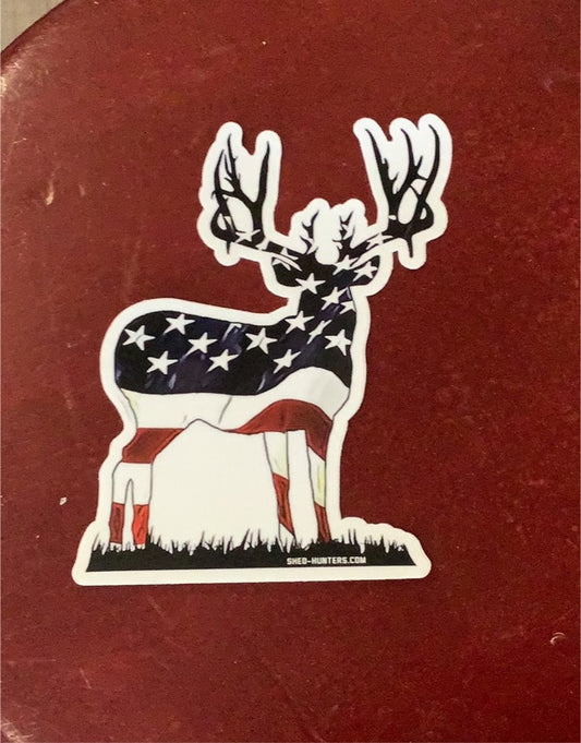 Red white blue Elk Deer -Decal. - Shed