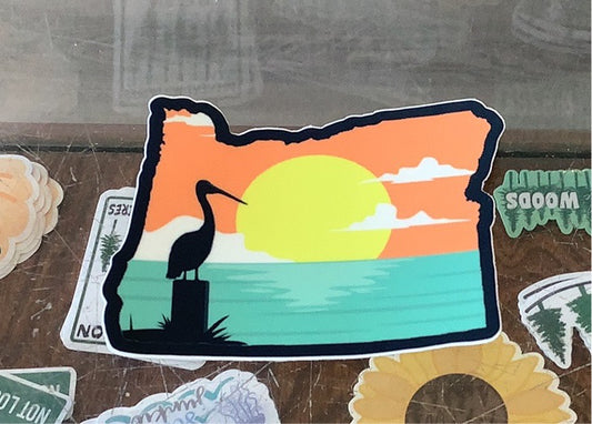 Oregon Sunset with Crane - Decal - Shed